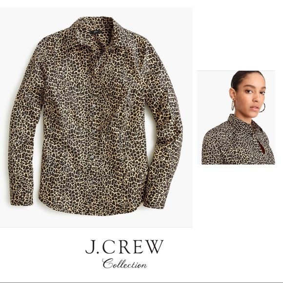 J. Crew Tops - NEW J Crew Curvy Leopard Print Button Down
